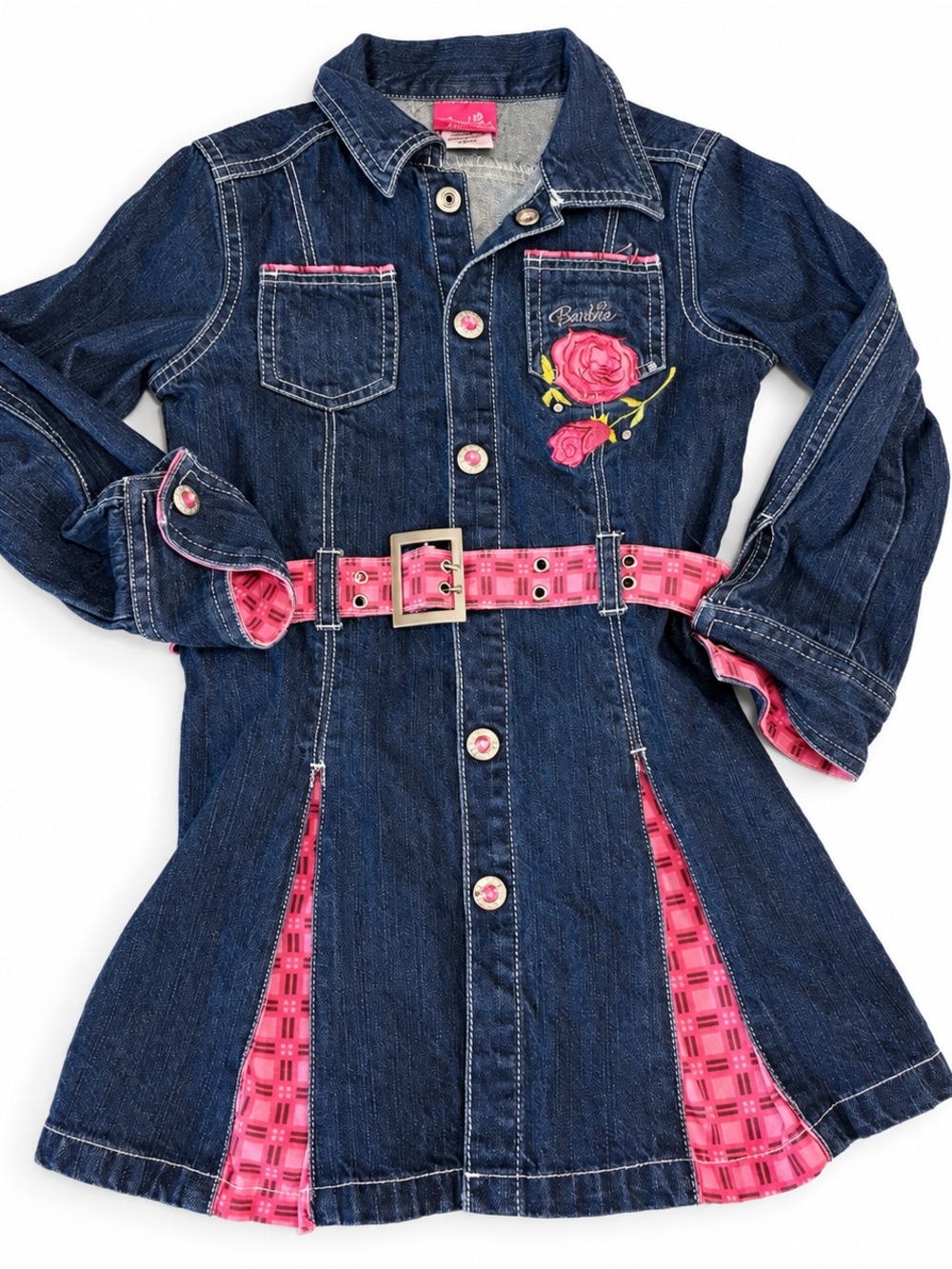 Barbie Dark Blue Denim Jacket Dress with Pink Accents